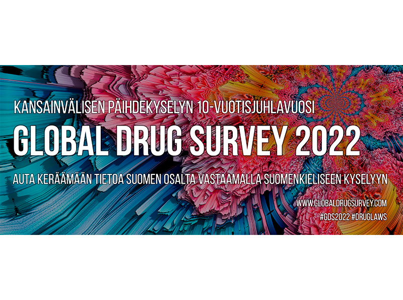 Kansainvälisen päihdekyselyn 10-vuotisjuhlavuosi: Global Drug Survey 2022. Auta keräämään tietoa Suomen osalta vastaamalla suomenkieliseen kyselyyn. www.globaldrugsurvey.com #gds2022 #druglaws