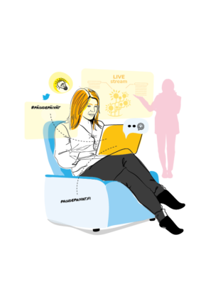 Kuvassa nainen seuraa Päihdepäiviä tietokoneelta